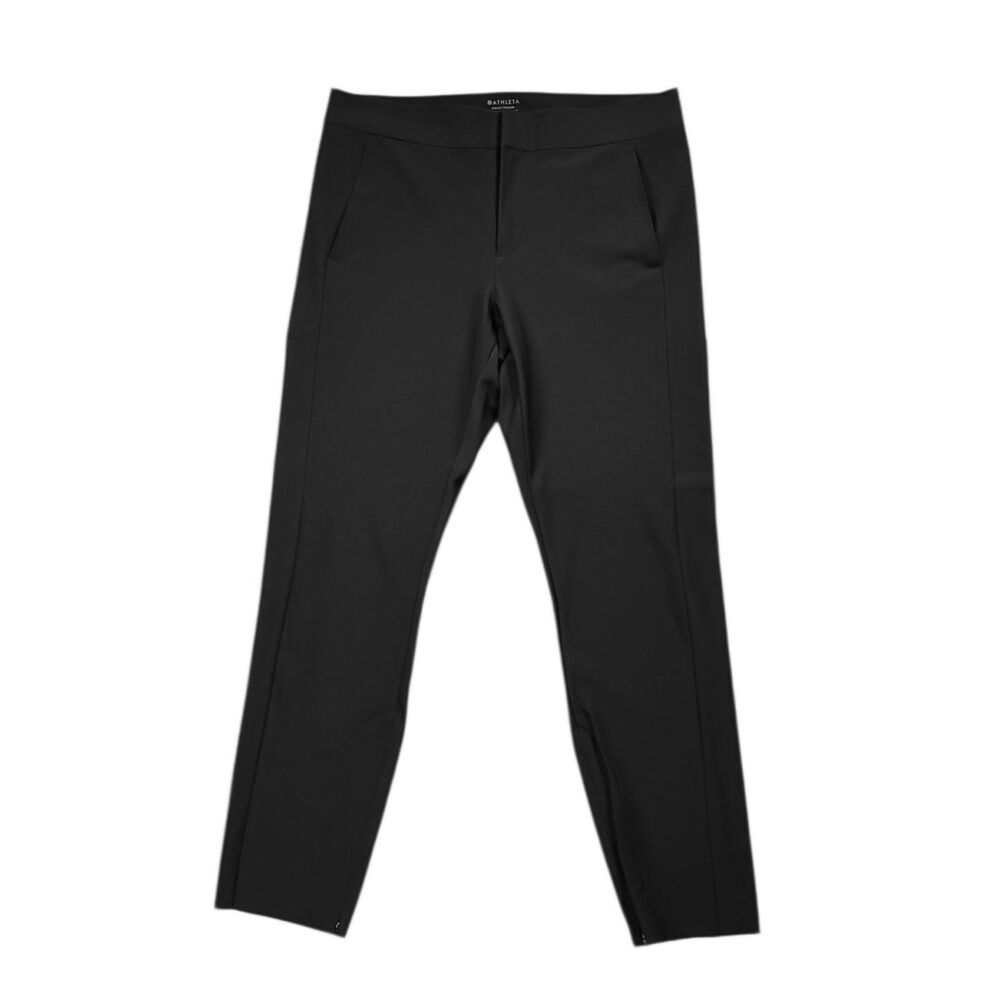 Athleta Stellar Trouser Pants Womens 14 Black Stretch Ankle Zip Work Travel